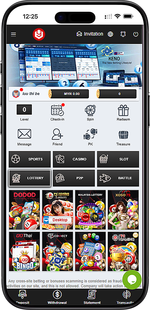 U9Play Web Lottery Mobile Interface